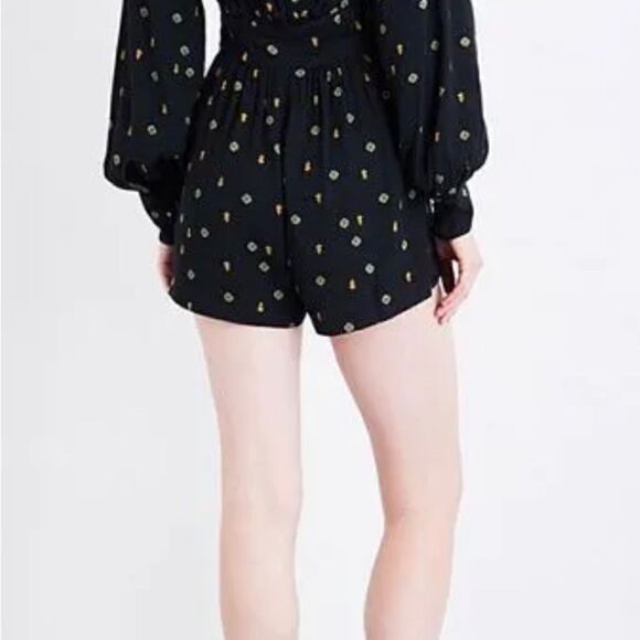 Free People love grows keyhole black button down playsuit romper - Picture 3 of 8